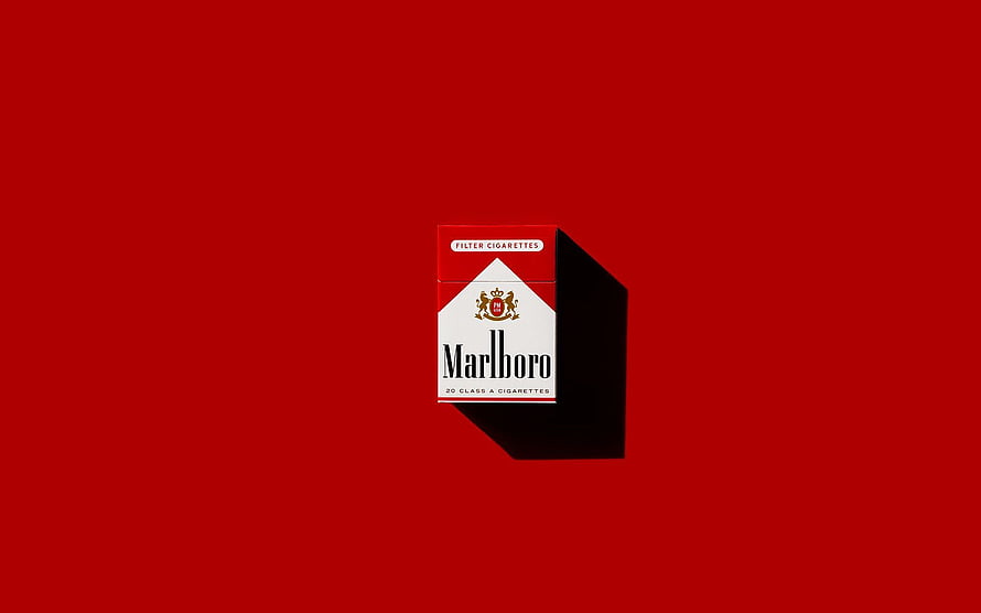 Marlboro Red Cigarette Pack Minimalist Product Photography on Deep Red Background HD wallpaper