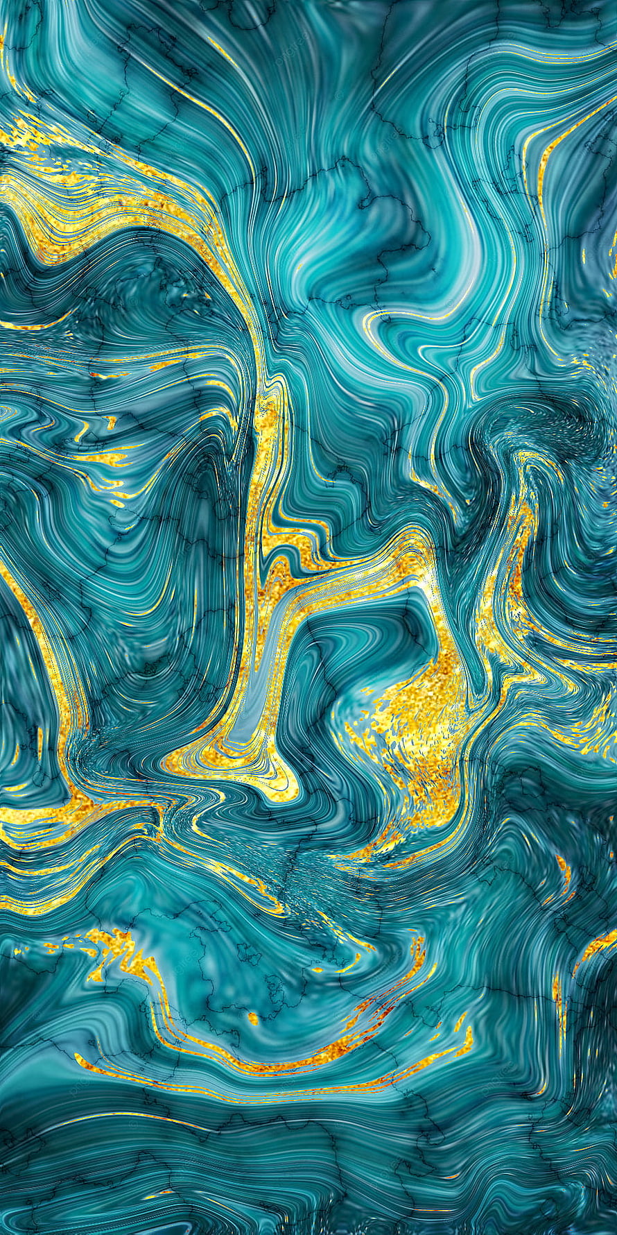 Abstract Turquoise and Gold Marble Texture with Swirling Liquid Patterns HD phone wallpaper