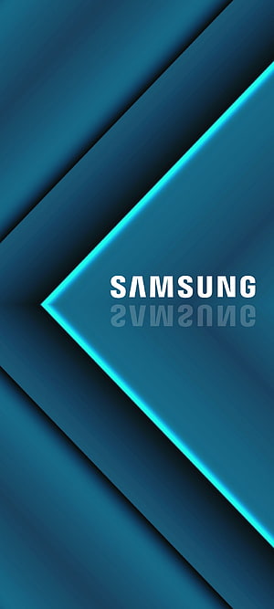 Samsung Blue Geometric Abstract Wallpaper With Neon Glow HD phone wallpaper
