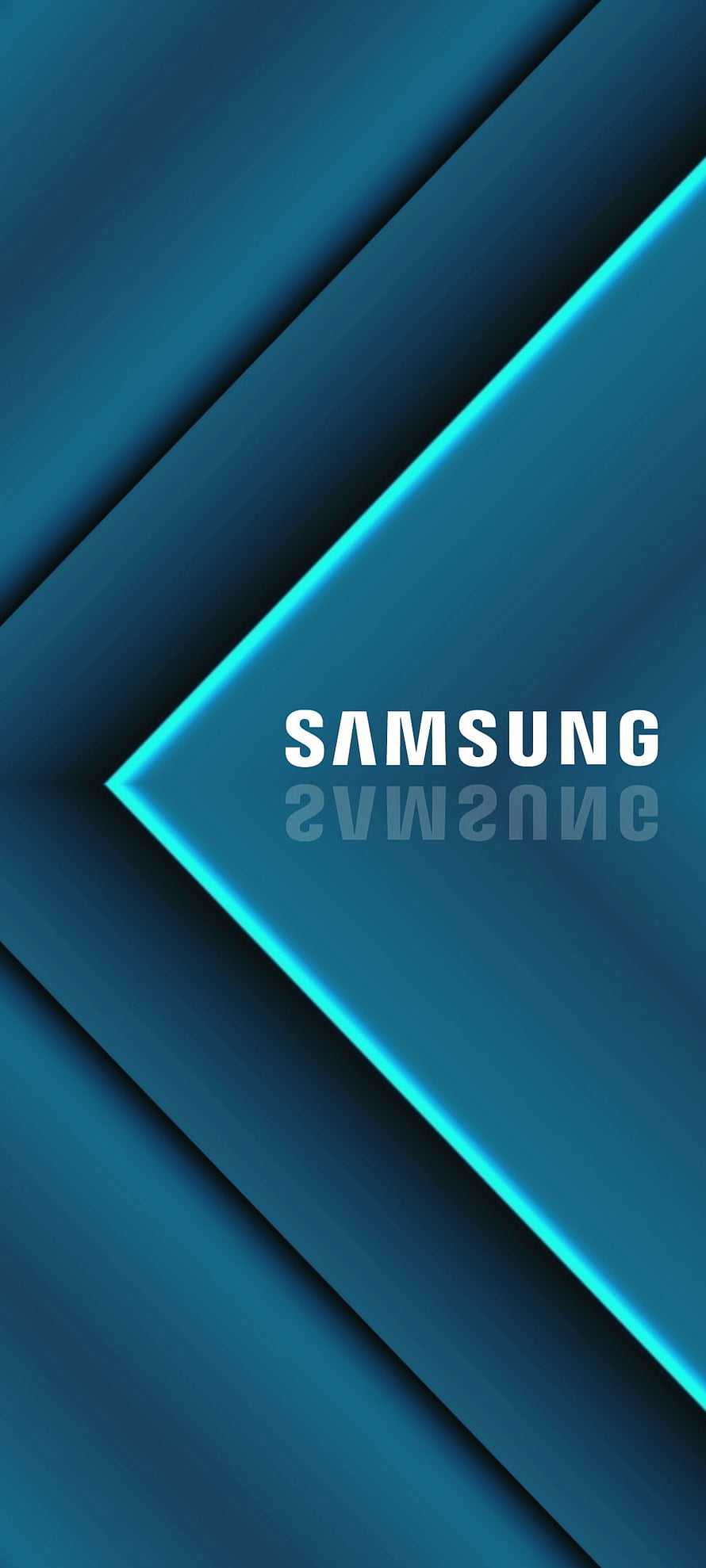 Samsung Blue Geometric Abstract Wallpaper With Neon Glow HD phone wallpaper