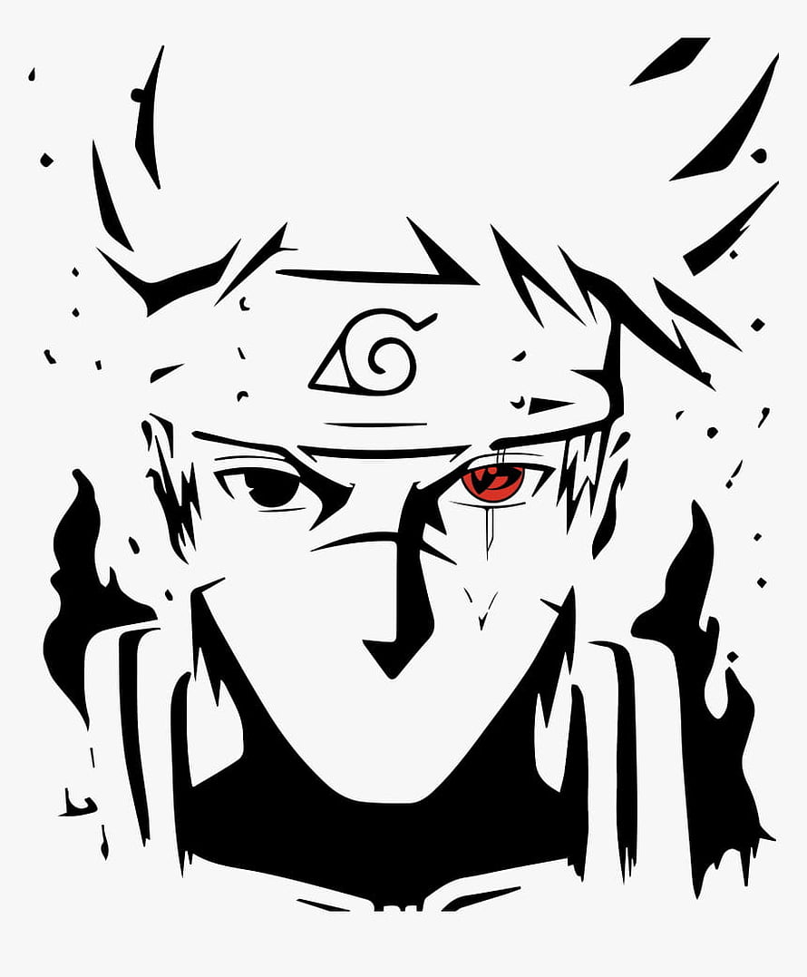 Stylized Black and White Vector Art of Sasuke Uchiha with Sharingan Eye HD phone wallpaper