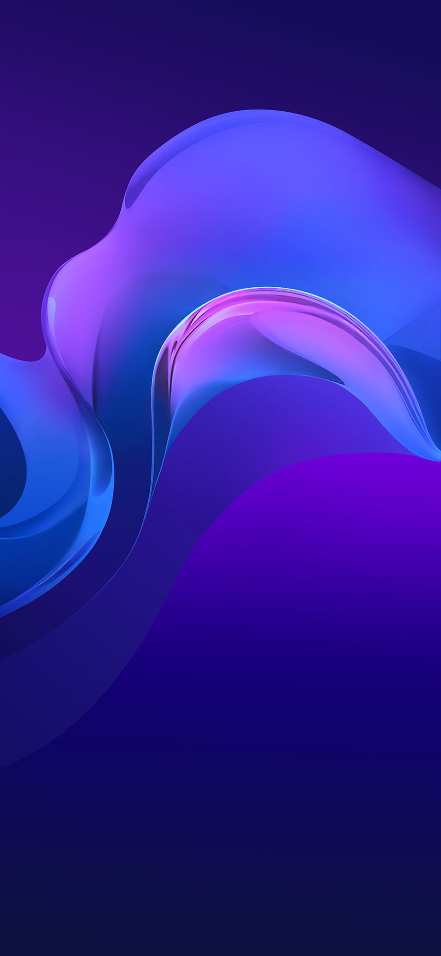 Abstract 3D Fluid Waves in Blue and Purple Gradient HD phone wallpaper