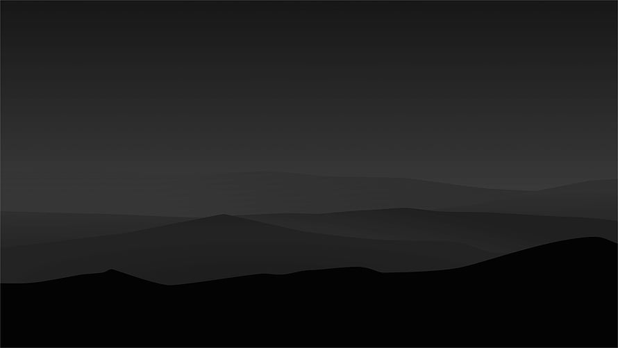 Dark Minimalist Mountain Silhouette Landscape with Layered Horizon HD wallpaper