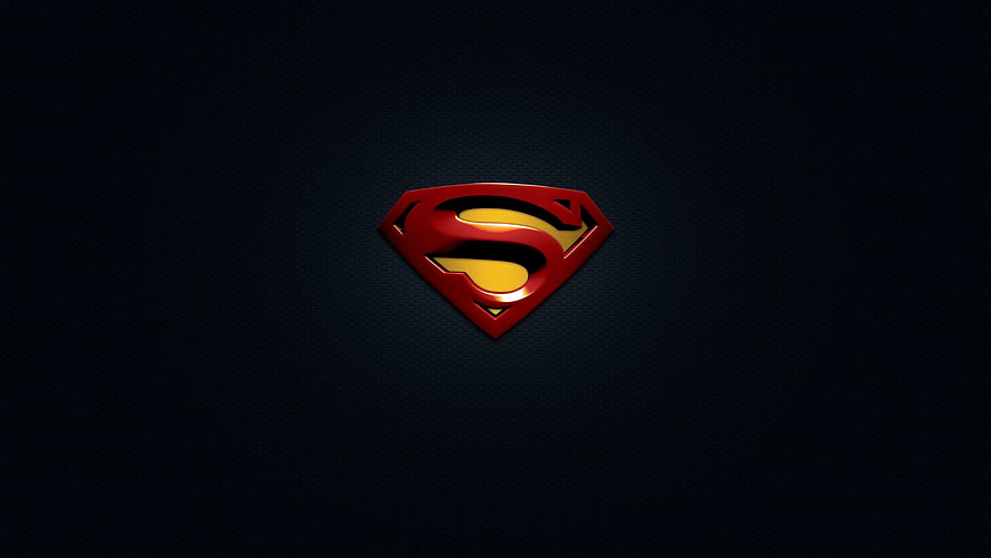 Superman S-Shield Logo on Dark Textured Background, Superman, logo, minimal HD wallpaper