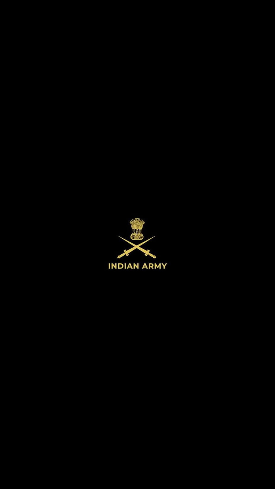 Indian Army Emblem Wallpaper - Golden Logo on Black Background HD phone wallpaper