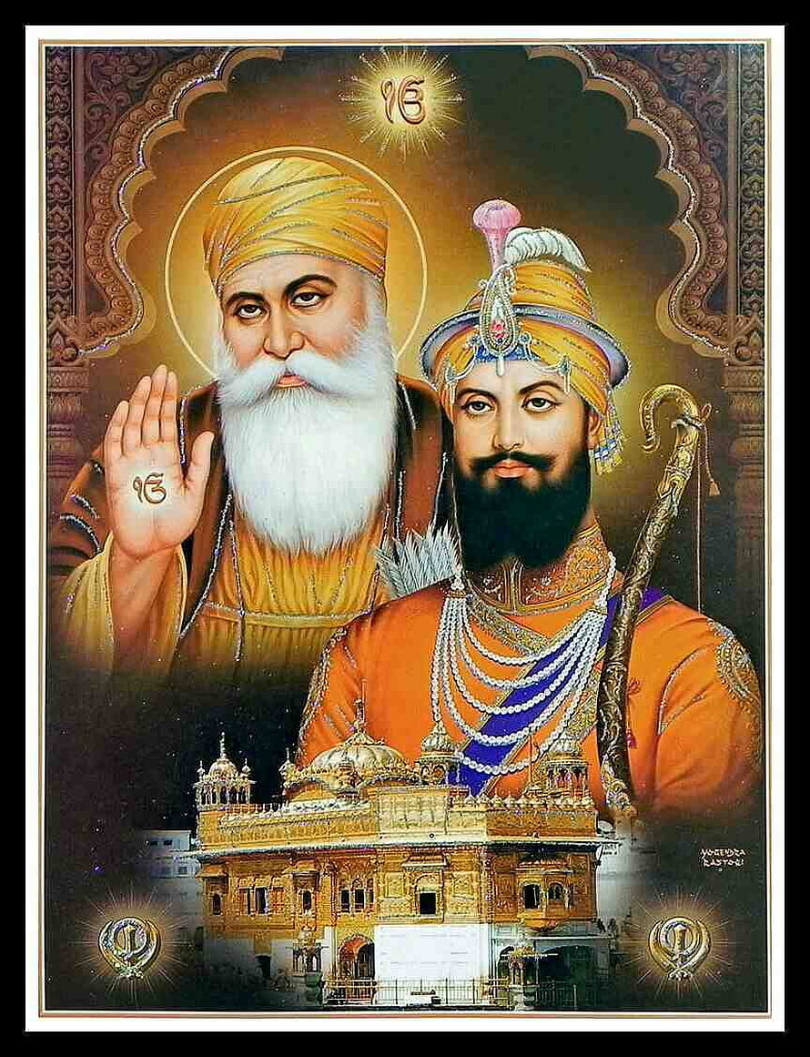 Guru Nanak Dev Ji and Guru Gobind Singh Ji with Golden Temple Art HD phone wallpaper