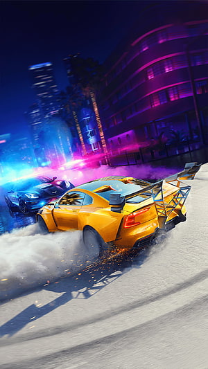 Need for Speed Heat Night Street Racing with Neon City Lights and Drifting Sports Cars HD phone wallpaper