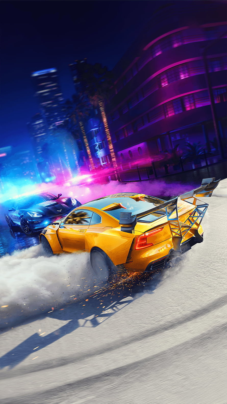 Need for Speed Heat Night Street Racing with Neon City Lights and Drifting Sports Cars HD phone wallpaper