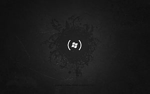 Dark Windows 7 Logo Wallpaper With Ornate Floral Vine Design On Black Background HD wallpaper