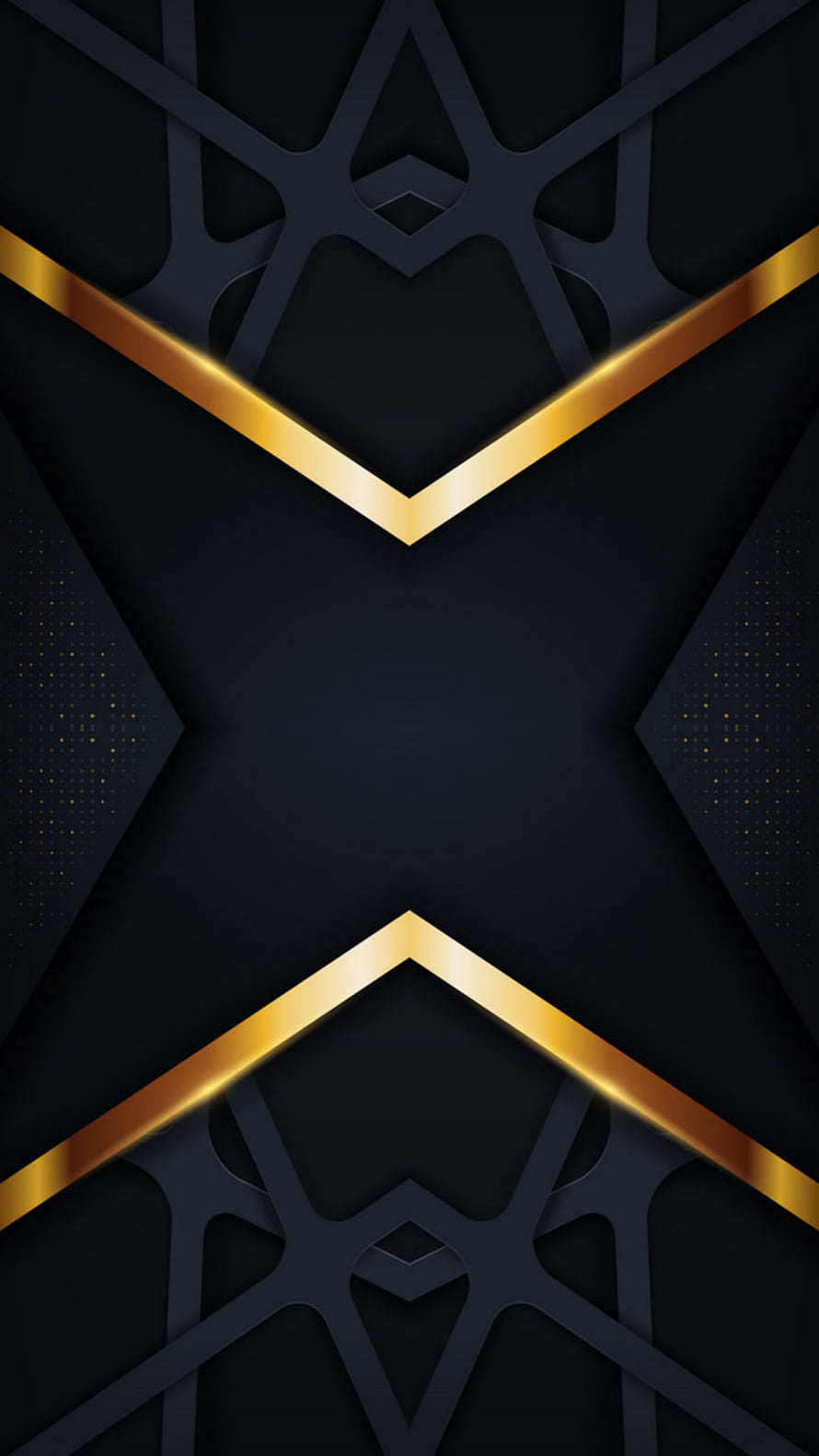 Black and Gold Geometric AMOLED Wallpaper with Symmetrical Star Patterns HD phone wallpaper