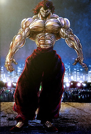 Yujiro Hanma from Baki The Grappler in a Powerful Fighting Stance HD phone wallpaper