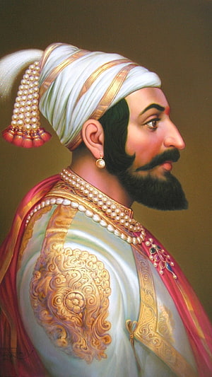 Portrait of a Mughal Emperor in Traditional Attire with Turban and Pearls HD phone wallpaper