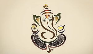 Stylized Vector Illustration of Lord Ganesha with Intricate Patterns and Earthy Tones HD wallpaper