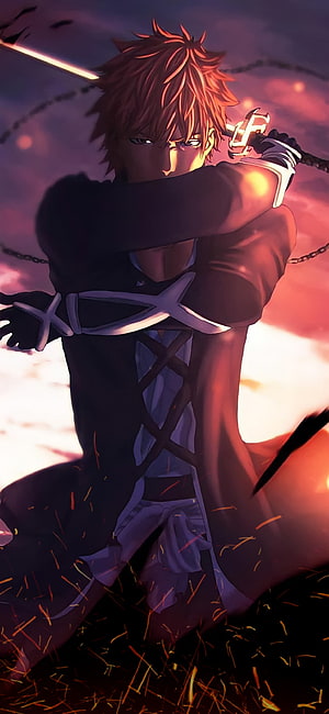 Tatsumi from Akame ga Kill wielding sword in dramatic sunset battle scene HD phone wallpaper