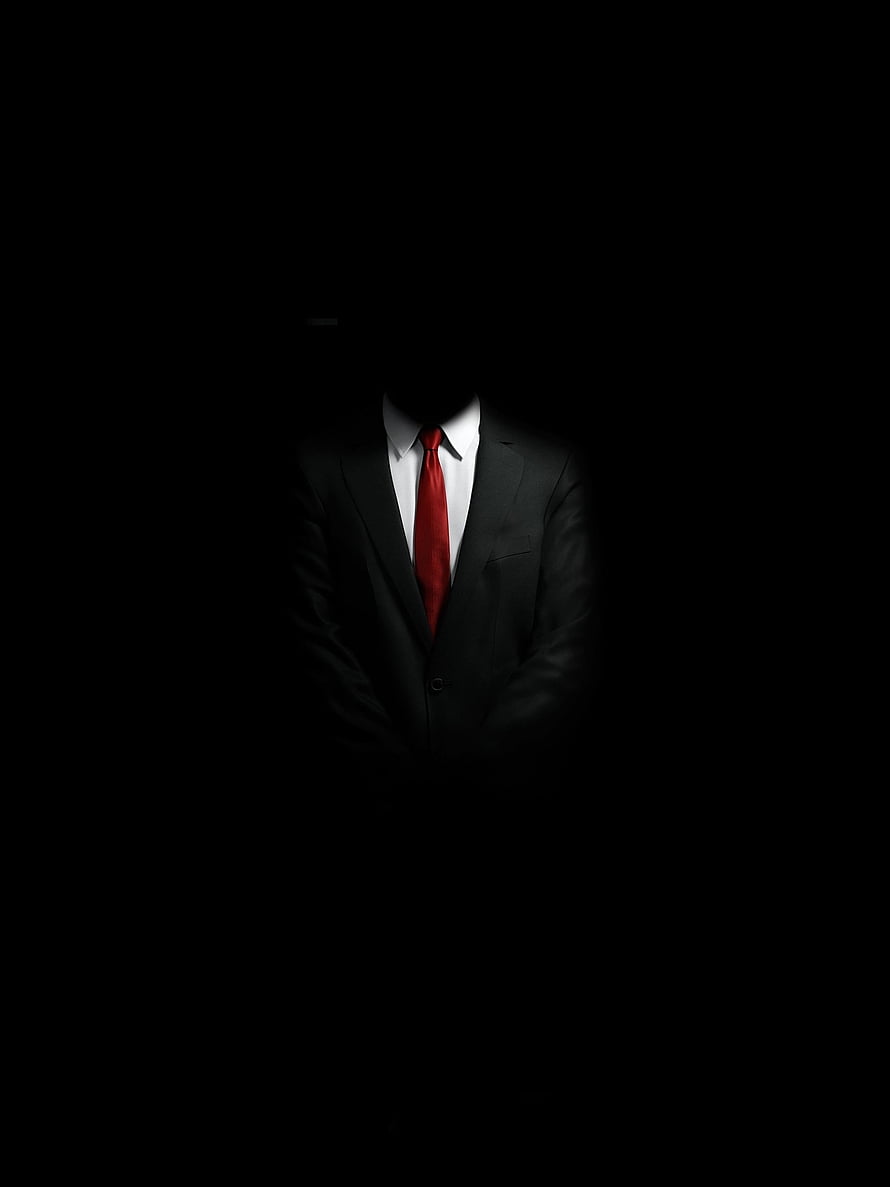 Mysterious Faceless Man in Black Suit and Red Tie Emerging from Darkness, Suit, dark HD phone wallpaper
