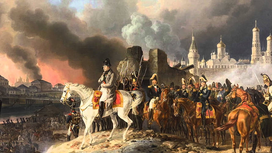 Napoleon Bonaparte on Horseback Before the Kremlin During the 1812 Campaign HD wallpaper