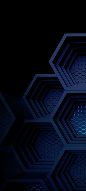 Dark Blue Hexagonal Honeycomb Pattern Abstract Geometric Background HD phone wallpaper