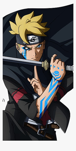 Boruto in Jōgan Mode with Karma Markings and Katana HD phone wallpaper