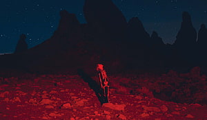 Phoebe Bridgers Punisher Album Artwork Featuring Skeleton in Red Desert Night HD wallpaper