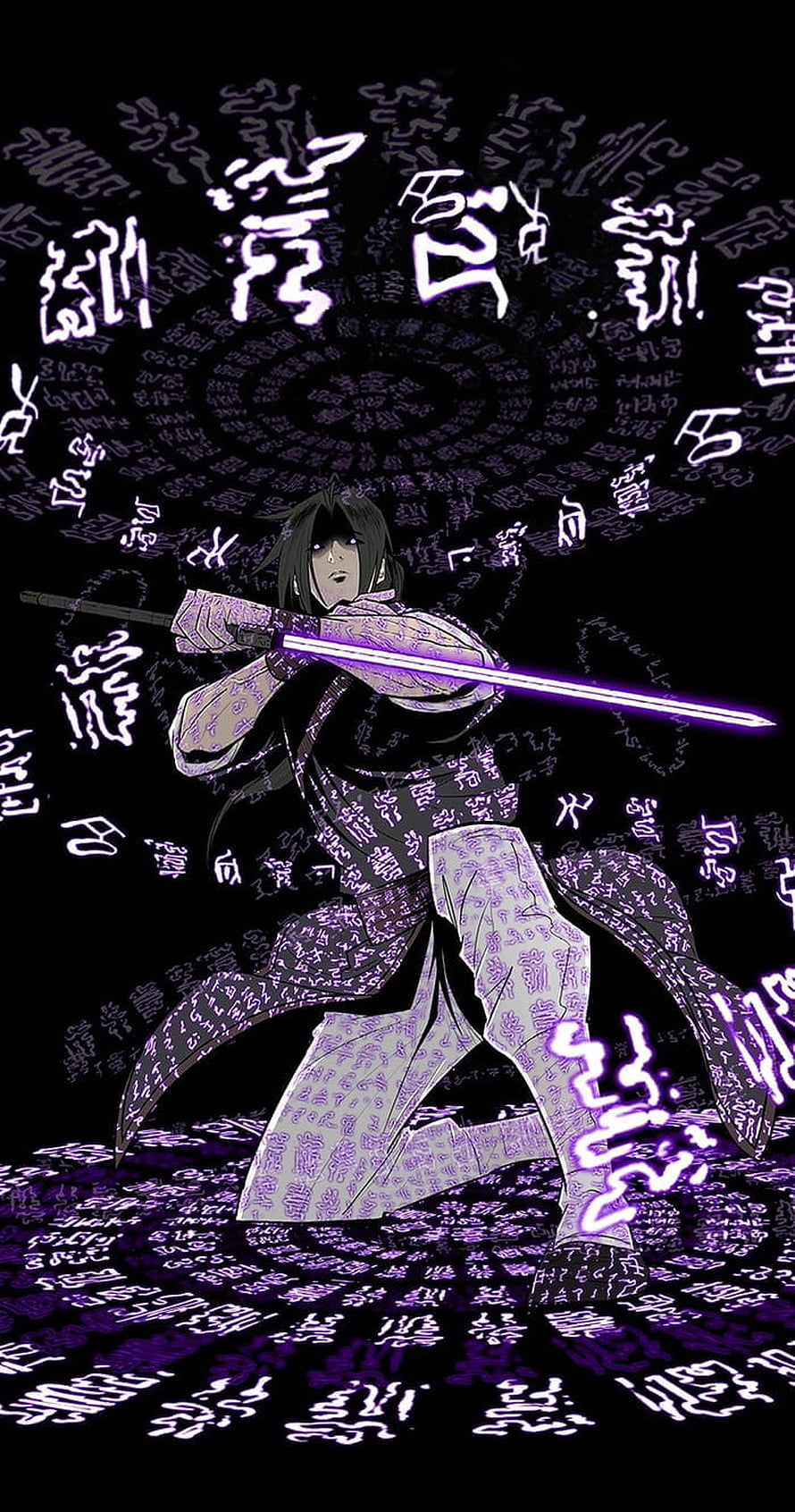 Legend of the Northern Blade Anime Character Wielding Purple Sword with Glowing Runes HD phone wallpaper