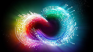 Vibrant Abstract Light Trails and Particle Swirls on Dark Background HD wallpaper