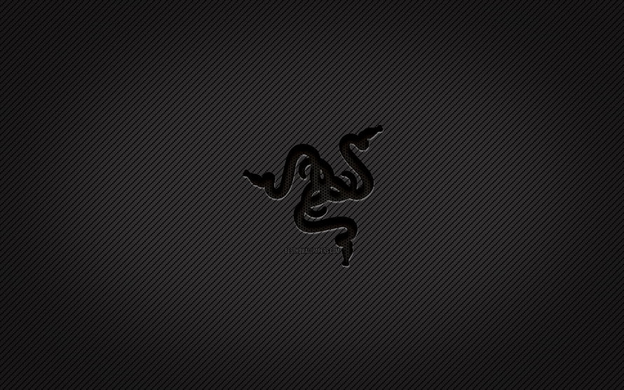 Razer Carbon Fiber Logo on Dark Textured Background HD wallpaper