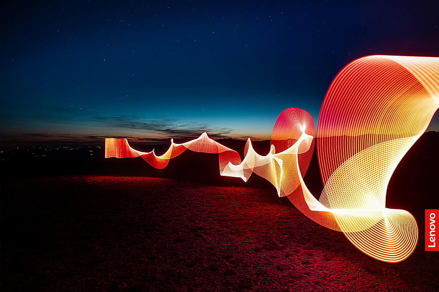Abstract Light Painting Wave Over Night Landscape HD wallpaper