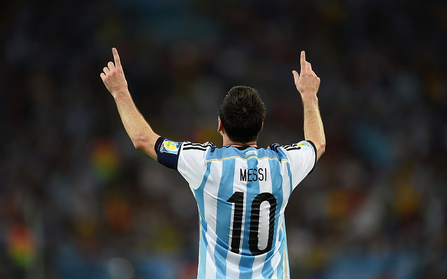 Lionel Messi Celebrating in Argentina Number 10 Jersey HD wallpaper