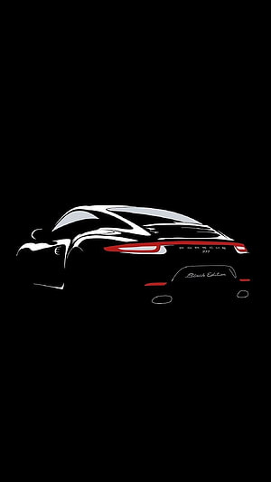 Minimalist Black Porsche 911 Black Edition Car Art HD phone wallpaper