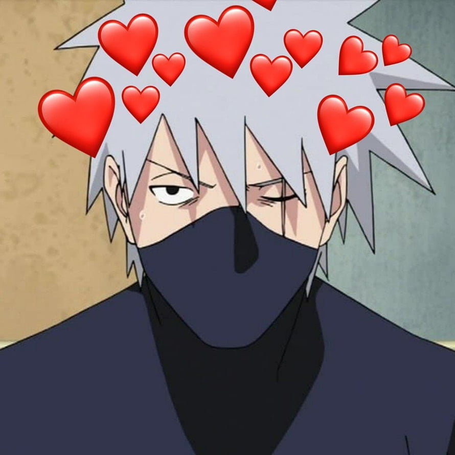 Kakashi Hatake Anime Character With Floating Red Hearts HD phone wallpaper