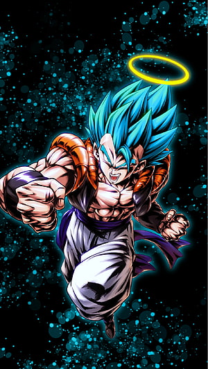 Gogeta Blue Super Saiyan Fighting Pose with Halo in Dragon Ball Z HD phone wallpaper