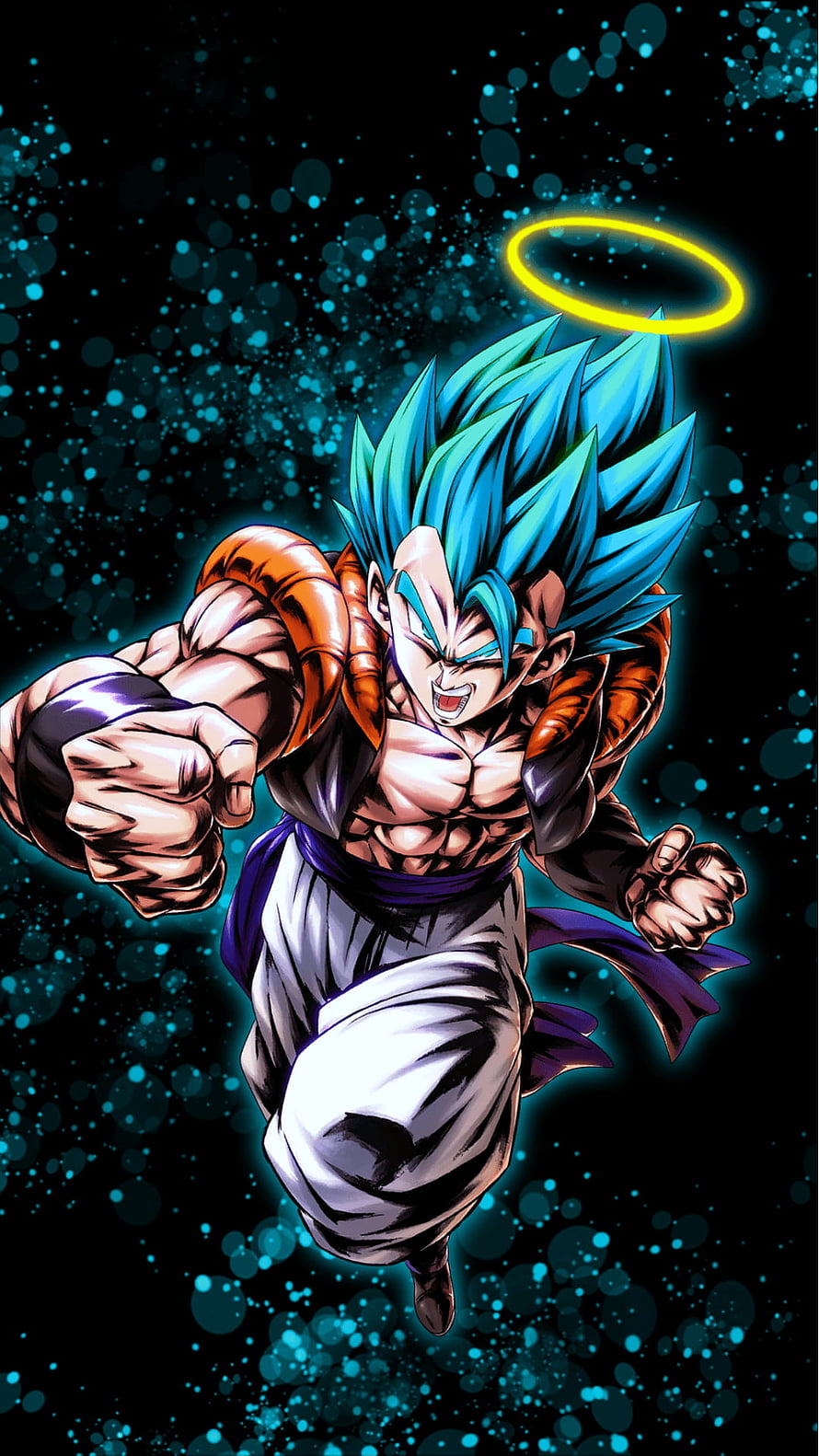 Gogeta Blue Super Saiyan Fighting Pose with Halo in Dragon Ball Z HD phone wallpaper