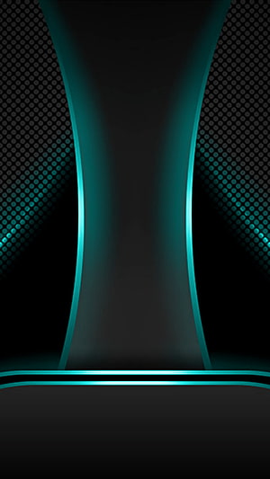 Abstract Teal Neon Light Curves on Black Dot Grid Background HD phone wallpaper