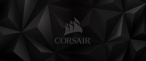 Corsair Gaming Logo on Dark Geometric Faceted Background HD wallpaper
