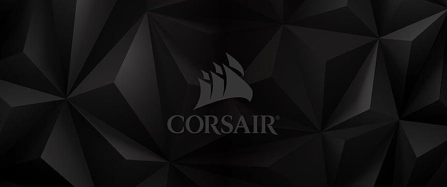 Corsair Gaming Logo on Dark Geometric Faceted Background HD wallpaper