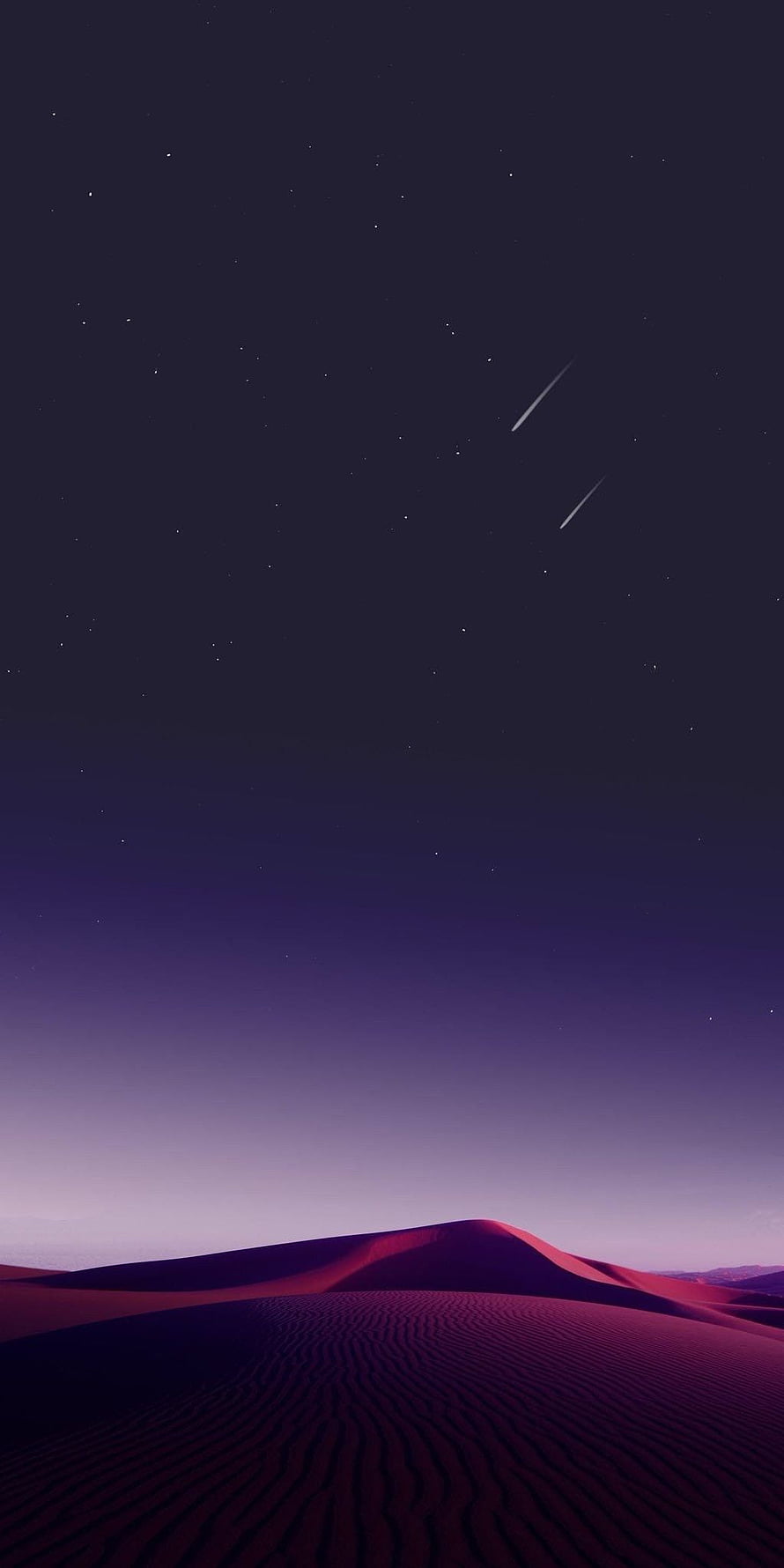 Purple Desert Dunes Under Starry Night Sky With Shooting Stars HD phone wallpaper