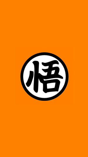 Dragon Ball Z Goku Kanji Symbol on Vibrant Orange Background HD phone wallpaper