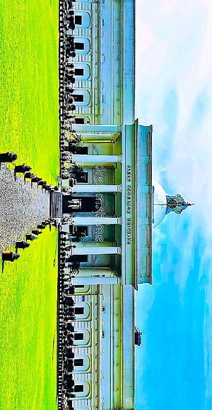 Indian Institute of Technology Main Building with Classical Columns and Green Lawn HD phone wallpaper