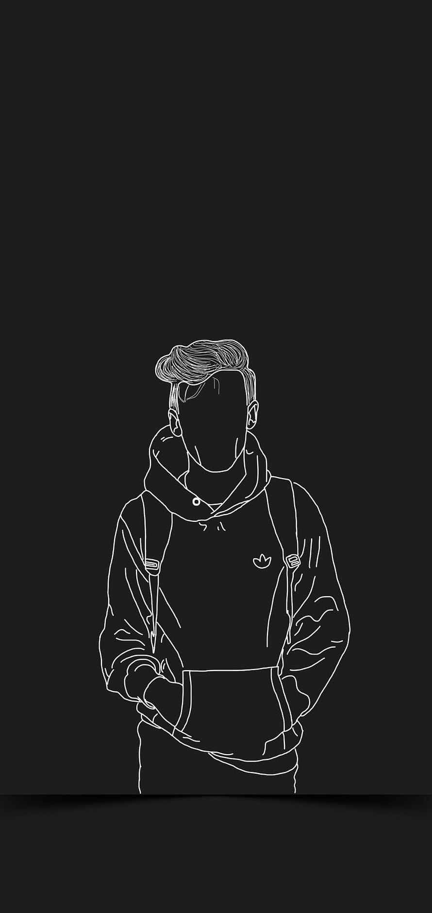 Minimalist White Line Art of a Man in a Hoodie on a Black Background, for men #handyhintergrundbild Man in gray. Smart kwallpap. for men, , diy crafts, Aesthetic Men HD phone wallpaper