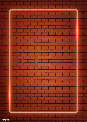 Glowing Orange Neon Rectangle Frame on Red Brick Wall Background HD phone wallpaper