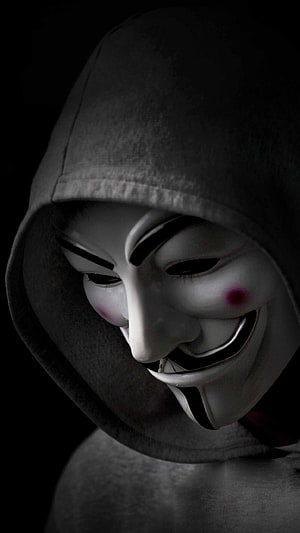 Anonymous Guy Fawkes Mask Hoodie Dark Background HD phone wallpaper