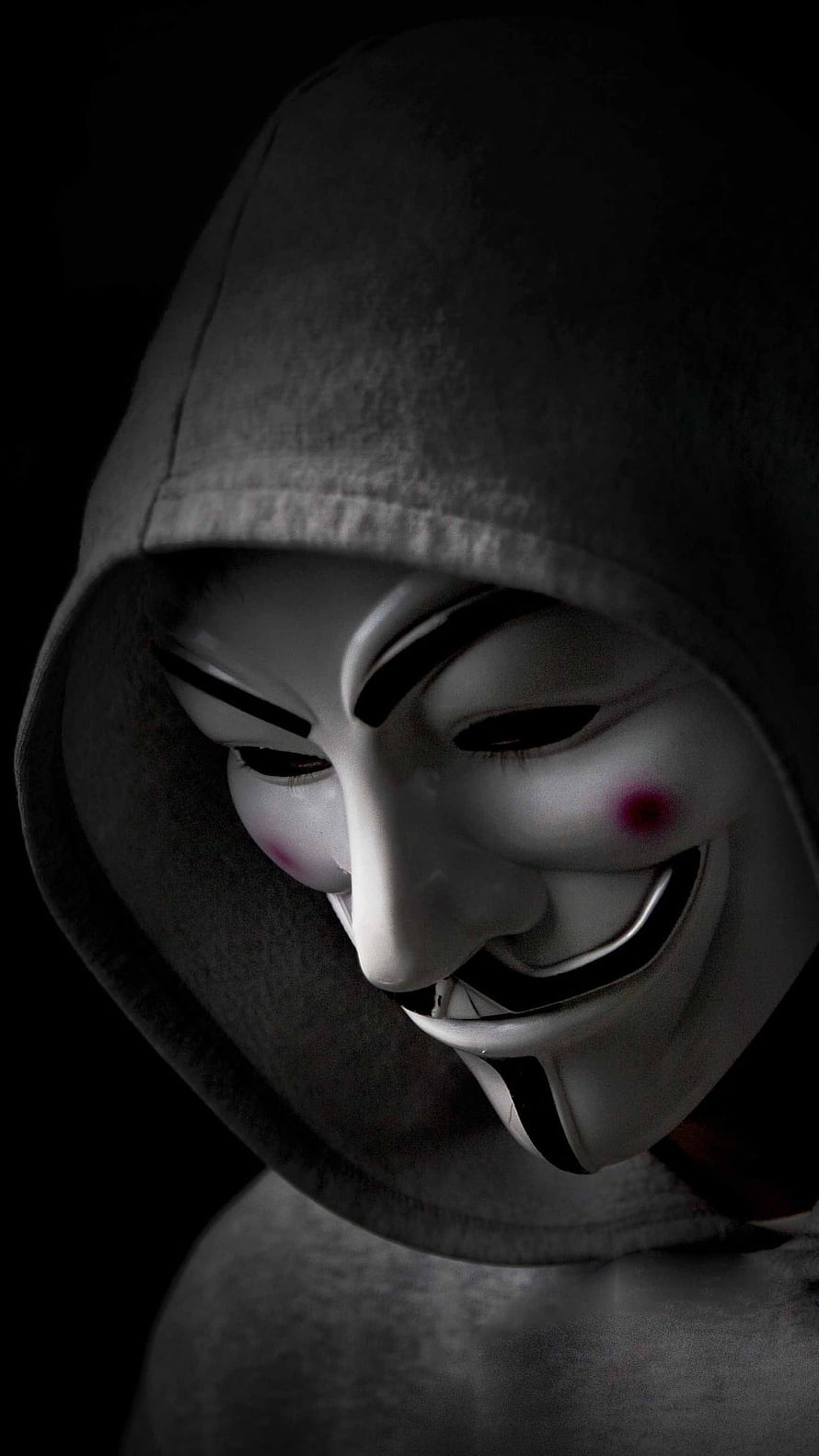 Anonymous Guy Fawkes Mask Hoodie Dark Background HD phone wallpaper