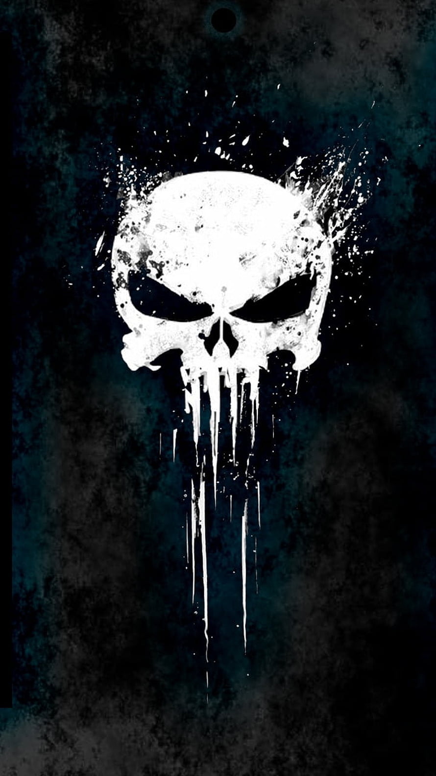 Punisher Skull Logo with Dripping Ink on Dark Textured Background HD phone wallpaper