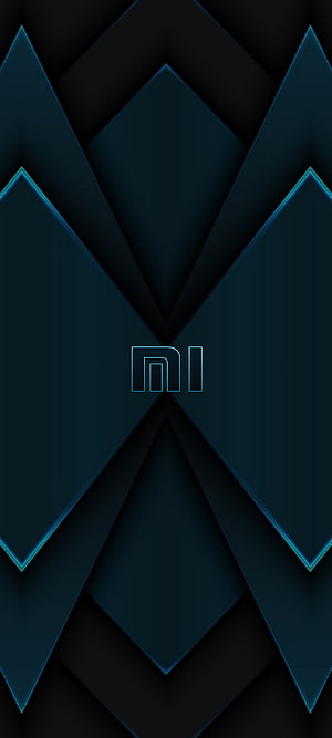 Xiaomi Geometric Diamond Pattern with Neon Blue Accents and Dark Minimalist Design HD phone wallpaper