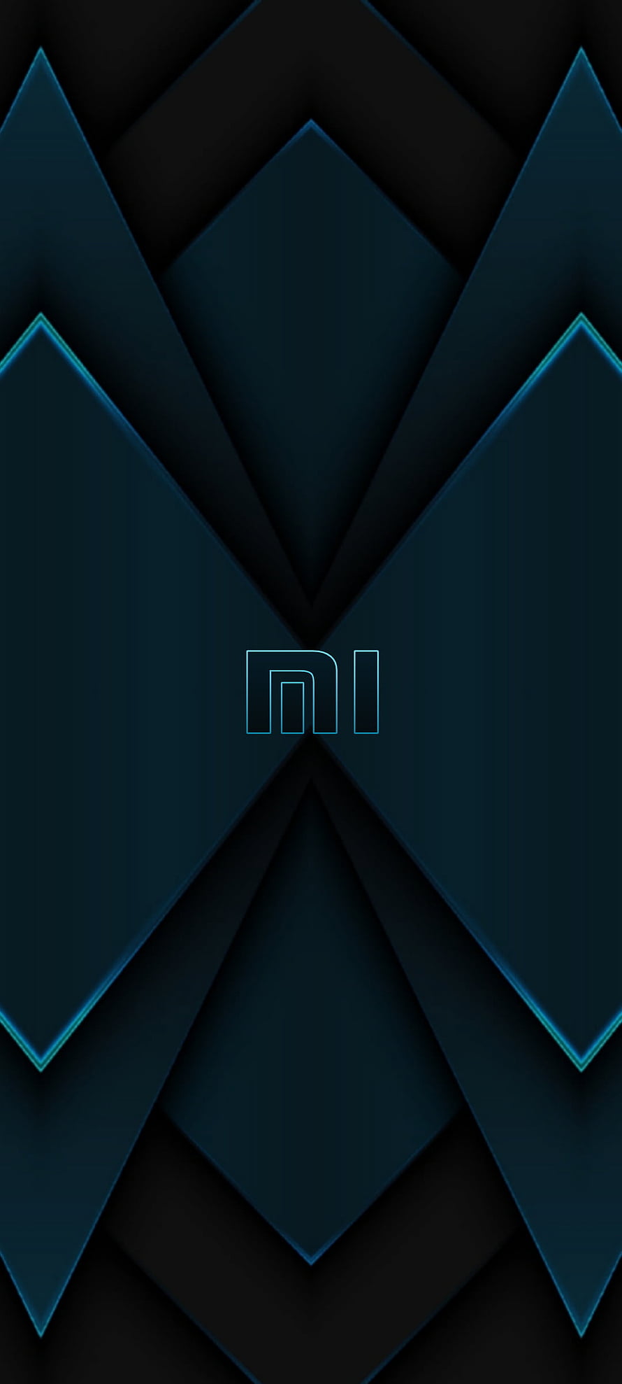 Xiaomi Geometric Diamond Pattern with Neon Blue Accents and Dark Minimalist Design HD phone wallpaper