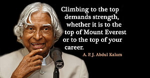 A. P. J. Abdul Kalam Portrait with Motivational Quote on Black Background HD wallpaper