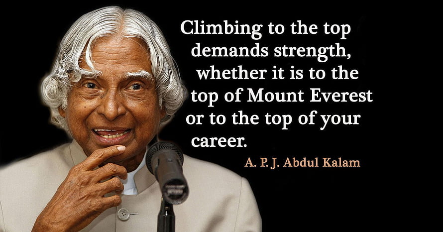 A. P. J. Abdul Kalam Portrait with Motivational Quote on Black Background HD wallpaper