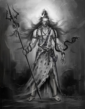 Shiva Hindu God Wallpaper - Trishul Trident Snake Art HD phone wallpaper