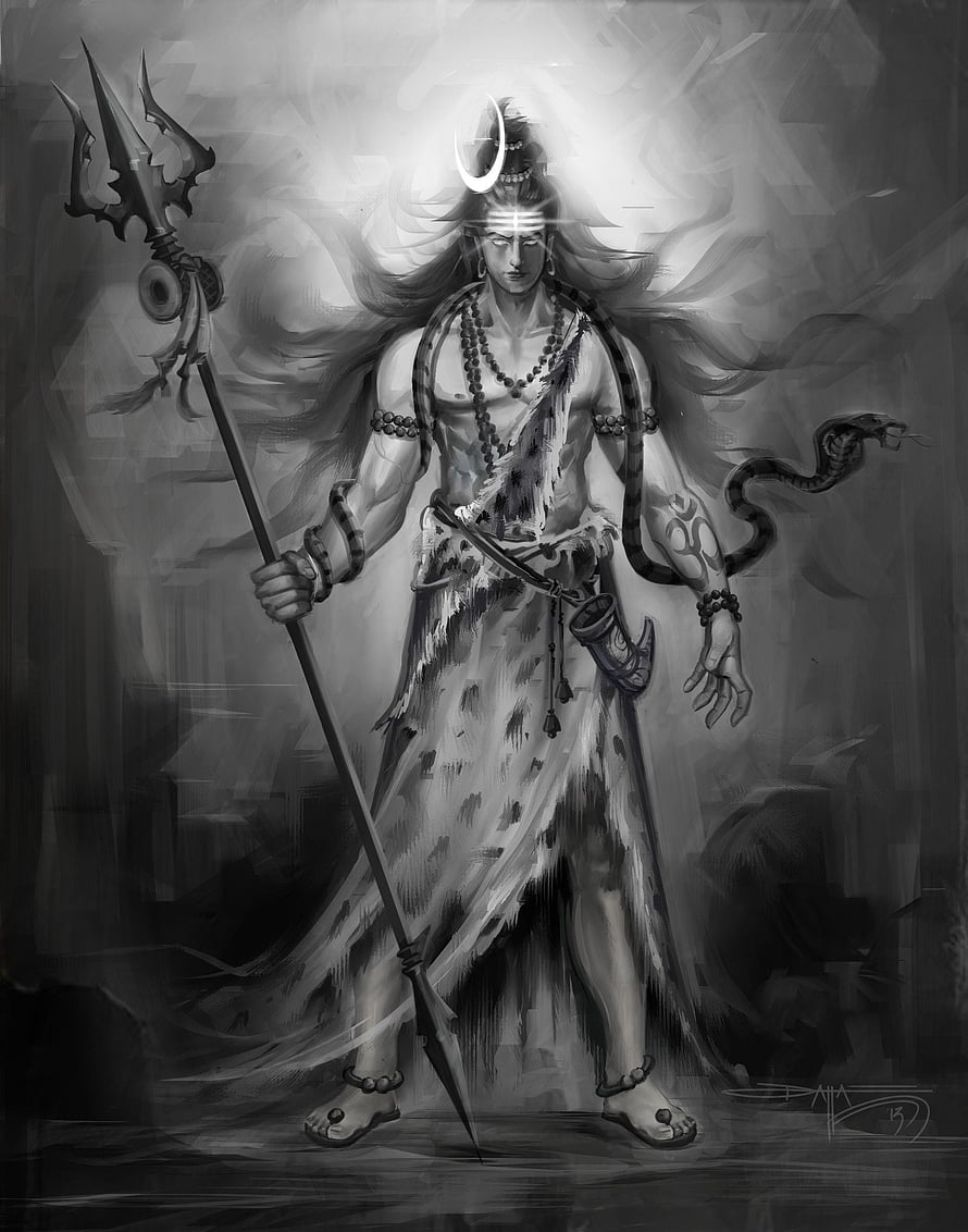 Shiva Hindu God Wallpaper - Trishul Trident Snake Art HD phone wallpaper