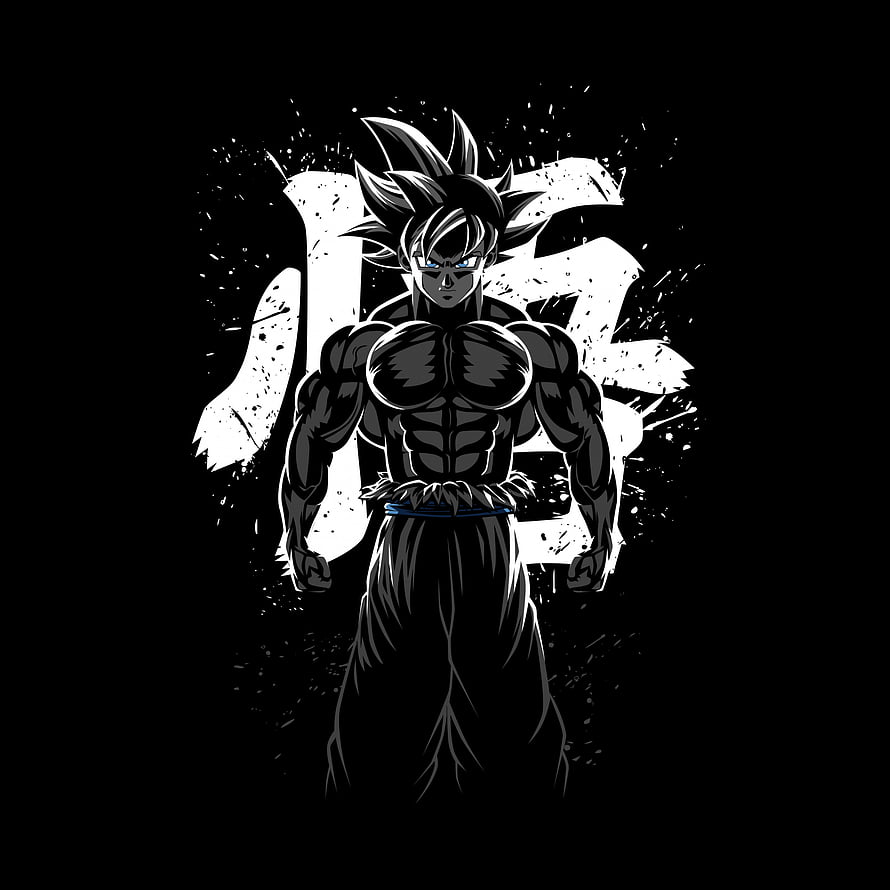 Goku Ultra Instinct Black and White Anime Illustration HD phone wallpaper